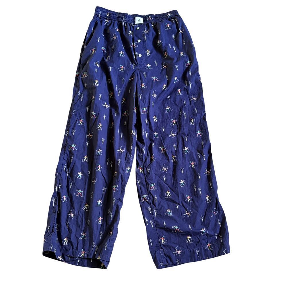 Anthropologie Emily Isabella skier print cotton lounge pants medium
